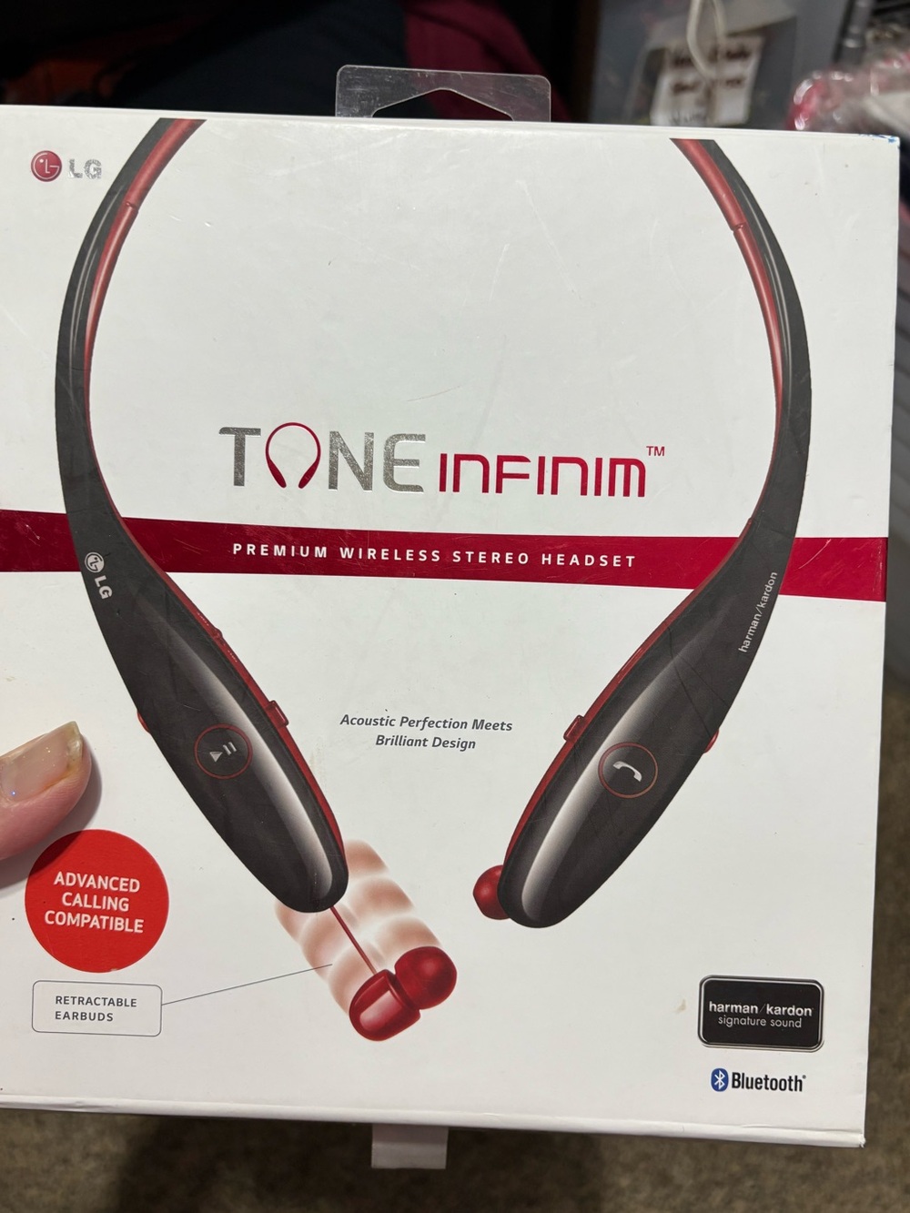 LG Tone Infinim Wireless Neckband Headset – Black and Red New in the box
